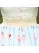 Honey Peach Printing Sweet Lolita White Lace Blue Stripe Skirt