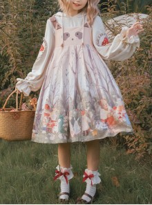 Little Raccoon Series JSK Autumn Winter High Waist Sweet Lolita Sling Dress And Hoodies And Hat Full Set