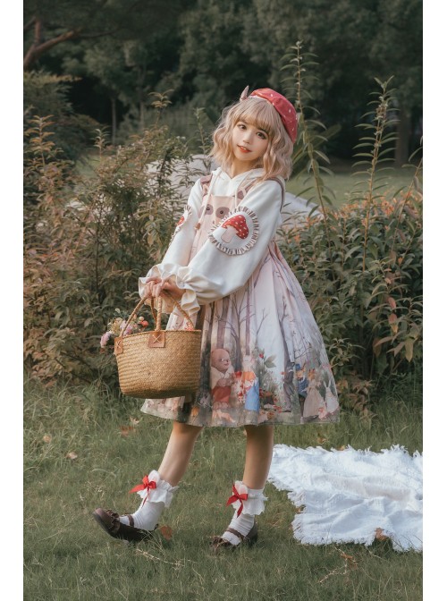 Little Raccoon Series JSK Autumn Winter High Waist Sweet Lolita Sling Dress And Hoodies And Hat Full Set