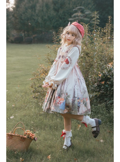 Little Raccoon Series JSK Autumn Winter High Waist Sweet Lolita Sling Dress And Hoodies And Hat Full Set