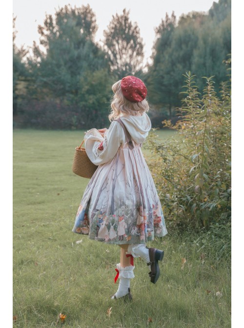 Little Raccoon Series JSK Autumn Winter High Waist Sweet Lolita Sling Dress And Hoodies And Hat Full Set