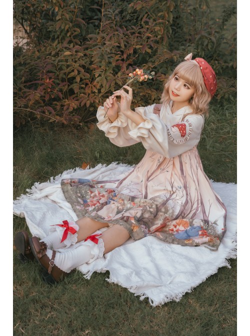 Little Raccoon Series JSK Autumn Winter High Waist Sweet Lolita Sling Dress And Hoodies And Hat Full Set