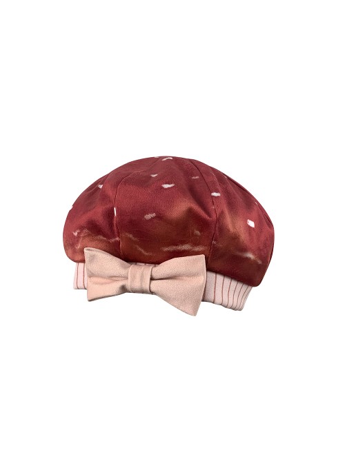 Little Raccoon Series Autumn Winter Sweet Lolita Red Little Mushroom Bowknot Hat