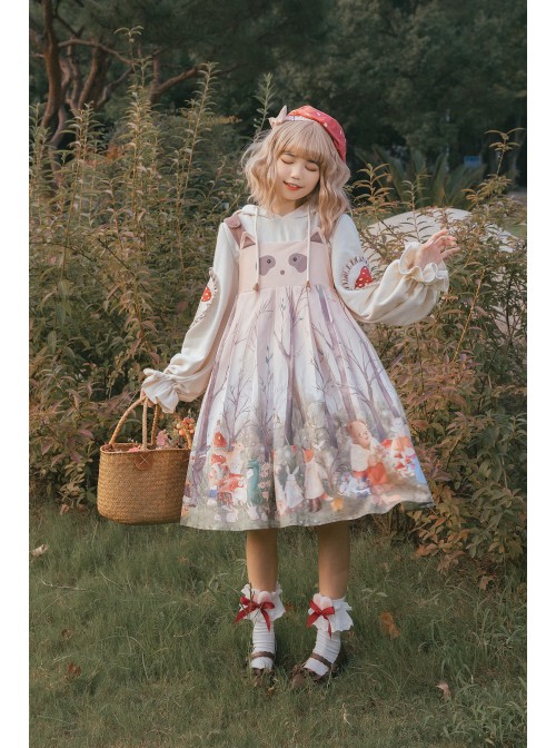 Little Raccoon Series JSK Autumn Winter High Waist Sweet Lolita Sling Dress