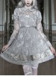 Rose Funeral Series White Gothic Lolita Dirty Dyed Jacquard Cute Doll Collar Long Sleeve Dress