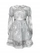 Rose Funeral Series White Gothic Lolita Dirty Dyed Jacquard Cute Doll Collar Long Sleeve Dress