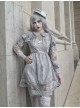 Rose Funeral Series White Gothic Lolita Dirty Dyed Jacquard Cute Doll Collar Long Sleeve Dress