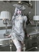 Rose Funeral Series White Gothic Dirty Dyed Heavy Workmanship Lace Hollow Gray Bottoming Sling Dress