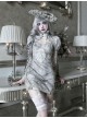 Rose Funeral Series White Gothic Dirty Dyed Jacquard Palace Silver Silk Palace Long Sleeve Gray Short Coat Autumn