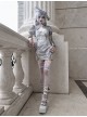 Rose Funeral Series White Gothic Dirty Dyed Jacquard Palace Silver Silk Palace Long Sleeve Gray Short Coat Autumn