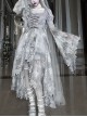 Rose Funeral Series White Gothic Lolita Dirty Dyed Heavy Workmanship Lace Halloween Court Classic Gray Dress