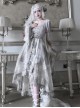 Rose Funeral Series White Gothic Lolita Dirty Dyed Heavy Workmanship Lace Halloween Court Classic Gray Dress