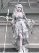 Rose Funeral Series White Gothic Lolita Dirty Dyed Heavy Workmanship Lace Halloween Court Classic Gray Dress