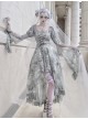 Rose Funeral Series White Gothic Lolita Dirty Dyed Heavy Workmanship Lace Halloween Court Classic Gray Dress
