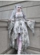 Rose Funeral Series White Gothic Lolita Dirty Dyed Heavy Workmanship Lace Halloween Court Classic Gray Dress