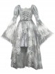 Rose Funeral Series White Gothic Lolita Dirty Dyed Heavy Workmanship Lace Halloween Court Classic Gray Dress