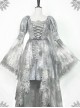 Rose Funeral Series White Gothic Lolita Dirty Dyed Heavy Workmanship Lace Halloween Court Classic Gray Dress