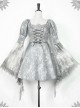 Rose Funeral Series White Gothic Lolita Dirty Dyed Heavy Workmanship Lace Halloween Court Classic Gray Dress