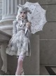 Rose Funeral Series White Gothic Dirty Dyed Halloween Belly Hollowed Out Medieval Gray Long Sleeve Dress