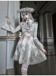 Rose Funeral Series White Gothic Dirty Dyed Halloween Belly Hollowed Out Medieval Gray Long Sleeve Dress