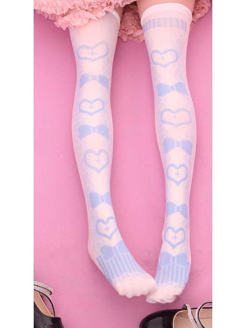 Heart And Bowknot Printing Sweet Lolita Stockings