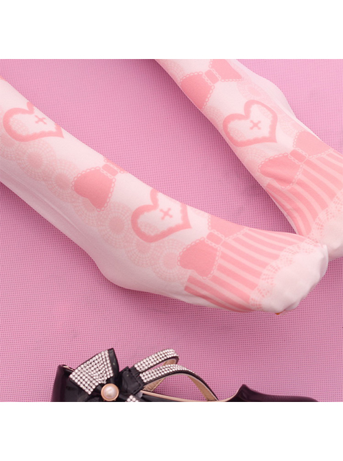 Heart And Bowknot Printing Sweet Lolita Stockings