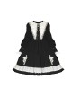 Cross Temple Series OP Pure Color Cotton Halloween Simplicity Gothic Lolita Black Long Sleeve Dress