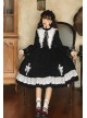 Cross Temple Series OP Pure Color Cotton Halloween Simplicity Gothic Lolita Black Long Sleeve Dress