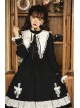 Cross Temple Series OP Pure Color Cotton Halloween Simplicity Gothic Lolita Black Long Sleeve Dress