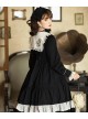 Cross Temple Series OP Pure Color Cotton Halloween Simplicity Gothic Lolita Black Long Sleeve Dress