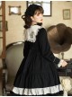 Cross Temple Series OP Pure Color Cotton Halloween Simplicity Gothic Lolita Black Long Sleeve Dress