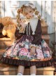 Christmas Bear Series OP Cute Printing Plush Ball Ruffle Pointed Collar Sweet Lolita Brown Long Sleeve Dress