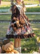 Christmas Bear Series OP Cute Printing Plush Ball Ruffle Pointed Collar Sweet Lolita Brown Long Sleeve Dress