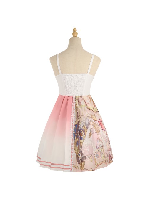 Beginning Of Sun And Moon Series JSK Cute Printing Sweet Lolita Pink Sling Dress And Hoodie Set