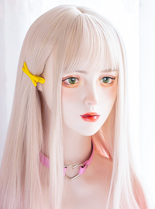 Pink Fog Cherry Blossoms Series Golden Pink Gradient Long Curly Wig Gentle Sweet Lolita Wigs