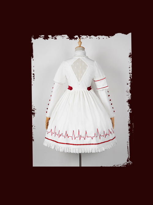 Scarlet Cross Series OP Conventional Style Halloween Nurse Blood Printing Gothic Lolita Long Sleeve Dress