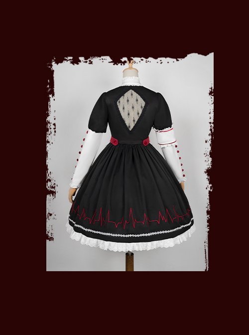 Scarlet Cross Series OP Conventional Style Halloween Nurse Blood Printing Gothic Lolita Long Sleeve Dress