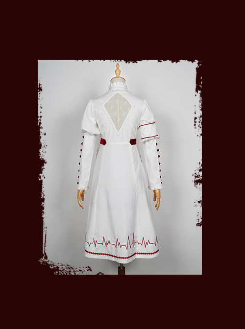 Scarlet Cross Series OP Long Style Blood Printing Halloween Nurse Gothic Lolita Long Sleeve Dress