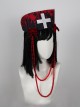 Scarlet Cross Series Blood Printing Cross Embroidery Chain Halloween Gothic Lolita Nurse Hat