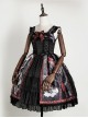 The Witch Image Series Double Layer JSK Small High Waist Full Placket Medium Length Halloween Gothic Lolita Sling Dress