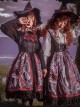 The Witch Image Series JSK Darkness Style Printing Small High Waist Side Placket Halloween Gothic Lolita Sling Dress