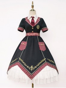 Magic Academy Series Gorgeous Version OP Small High Waist Halloween School Lolita Short Sleeve Dress