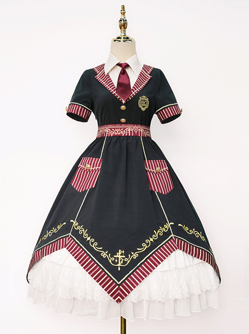 Magic Academy Series Gorgeous Version OP Small High Waist Halloween School Lolita Short Sleeve Dress