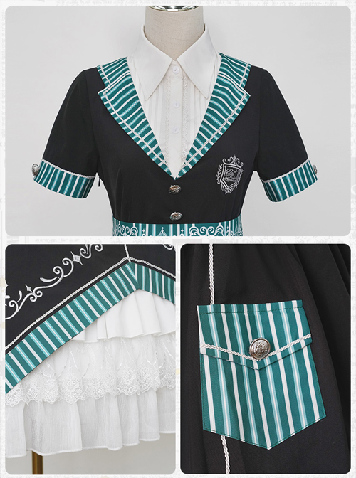 Magic Academy Series Gorgeous Version OP Small High Waist Halloween School Lolita Short Sleeve Dress