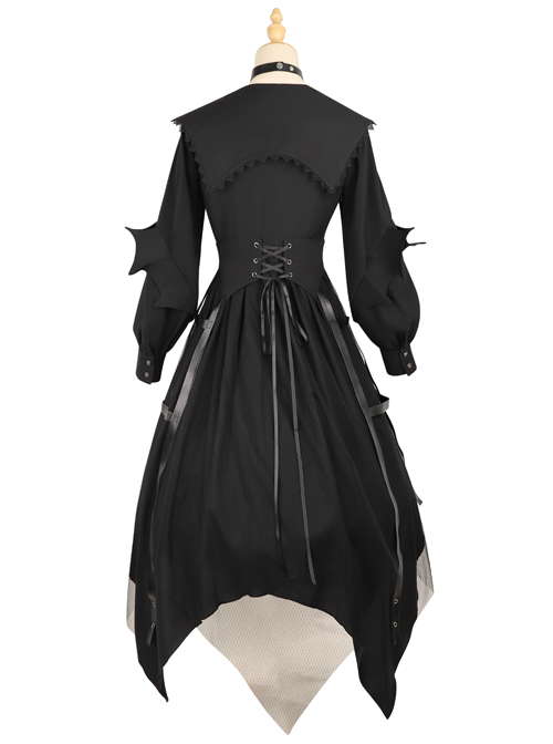 Cat-eye Series OP Black Halloween Darkness Retro Irregular Hem Gothic ...