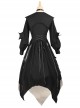 Cat-eye Series OP Black Halloween Darkness Retro Irregular Hem Gothic Lolita Long Sleeve Dress