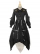 Cat-eye Series OP Black Halloween Darkness Retro Irregular Hem Gothic Lolita Long Sleeve Dress