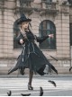 Cat-eye Series OP Black Halloween Darkness Retro Irregular Hem Gothic Lolita Long Sleeve Dress