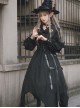 Cat-eye Series OP Black Halloween Darkness Retro Irregular Hem Gothic Lolita Long Sleeve Dress