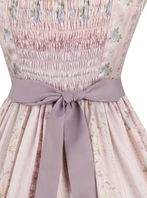 Flowers Wall Series JSK Printing Light Purple Chiffon Elegant Classic Lolita Sling Dress